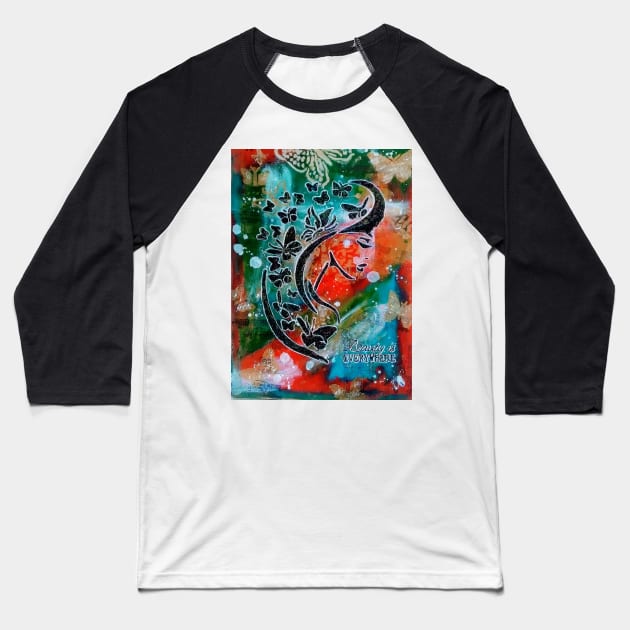 Madam Butterfly Baseball T-Shirt by MerryMakewell